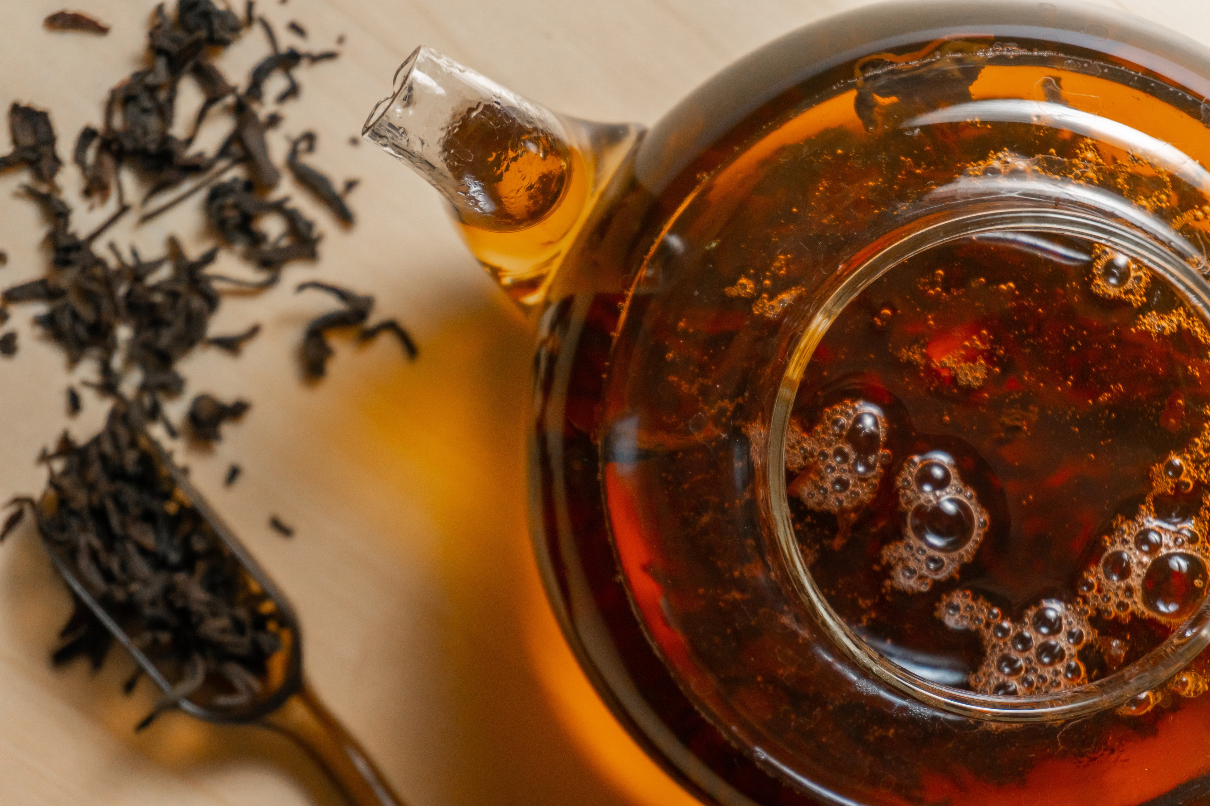 Teapot with Black Tea Flatlay